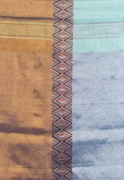 Handloom Cotton Saree in Blue and Dark Beige