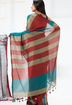 Handloom Cotton Saree in Maroon