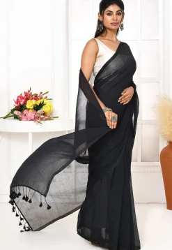 Handloom Cotton Saree in Black