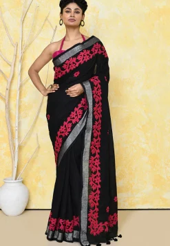 Handloom Cotton Saree in Black