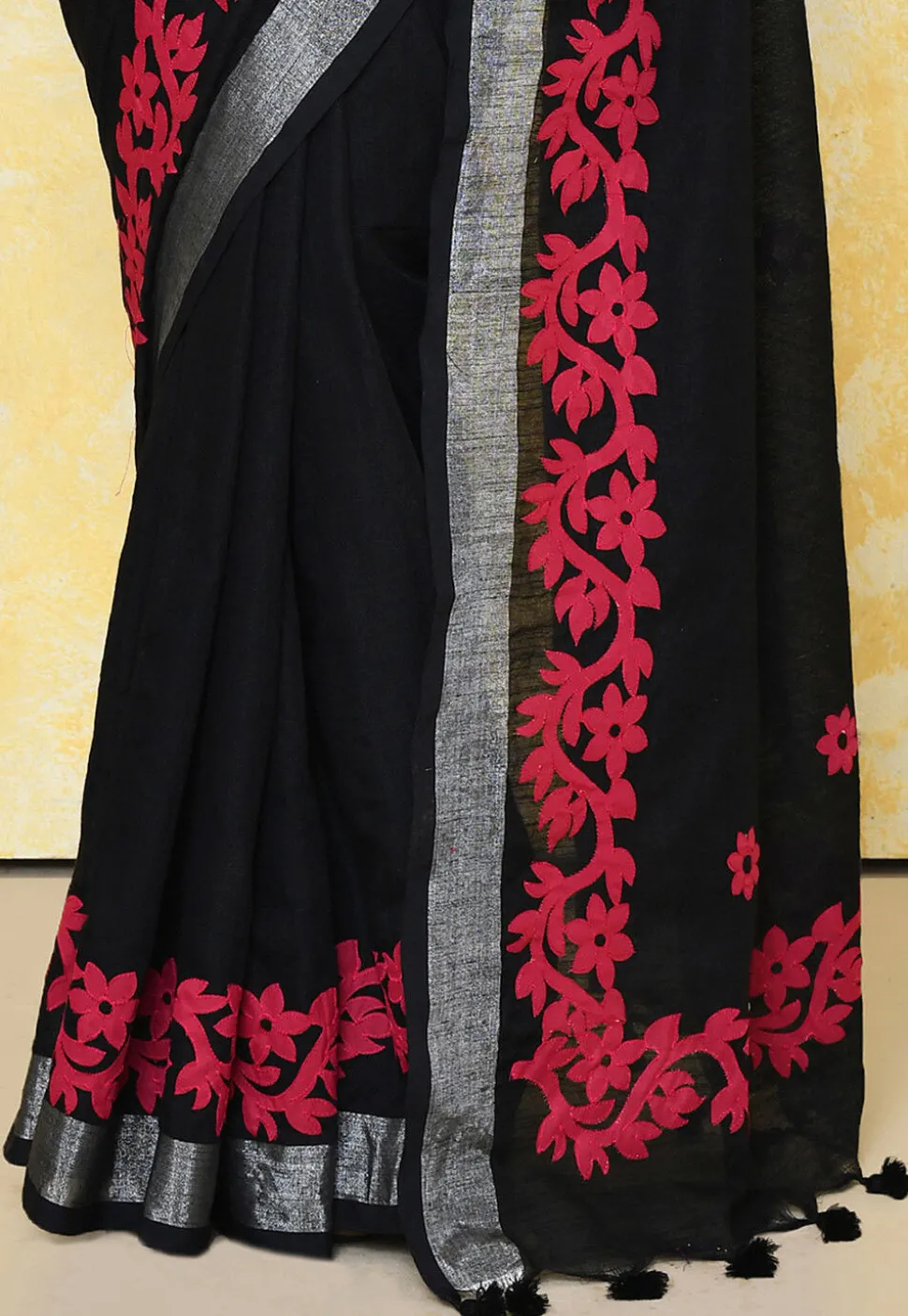 Handloom Cotton Saree in Black