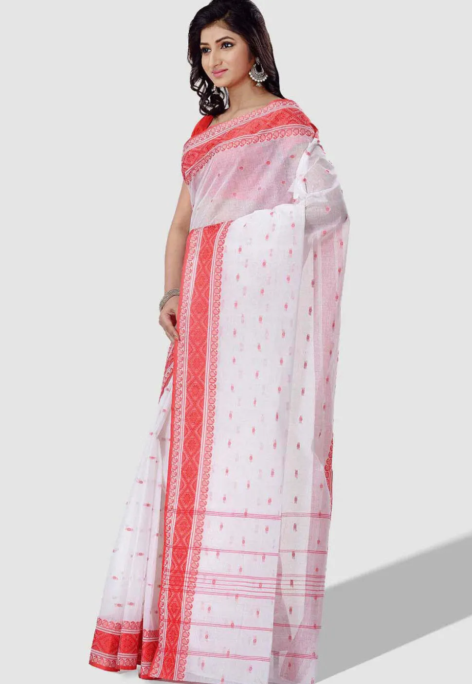 Handloom Cotton Saree in White