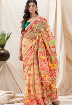Handloom Cotton Saree in Light Beige