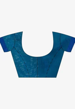 Handloom Cotton Saree in Teal Green