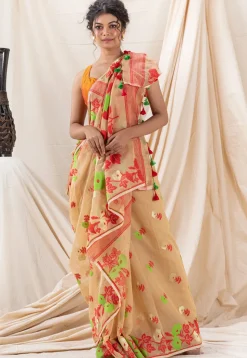 Handloom Cotton Saree in Beige