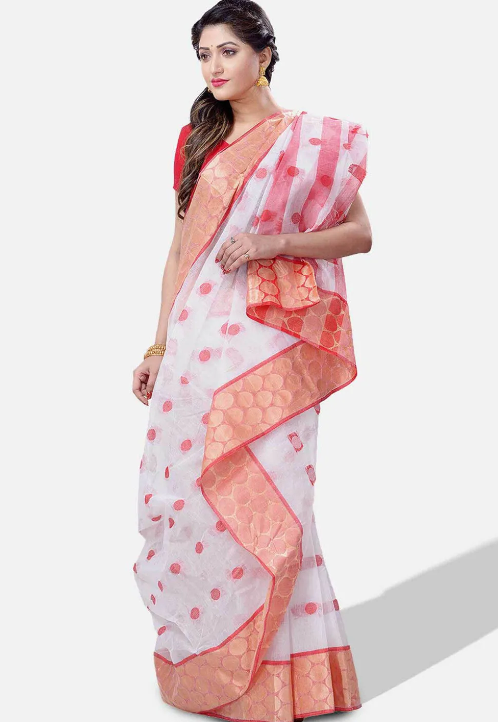 Handloom Cotton Saree in White