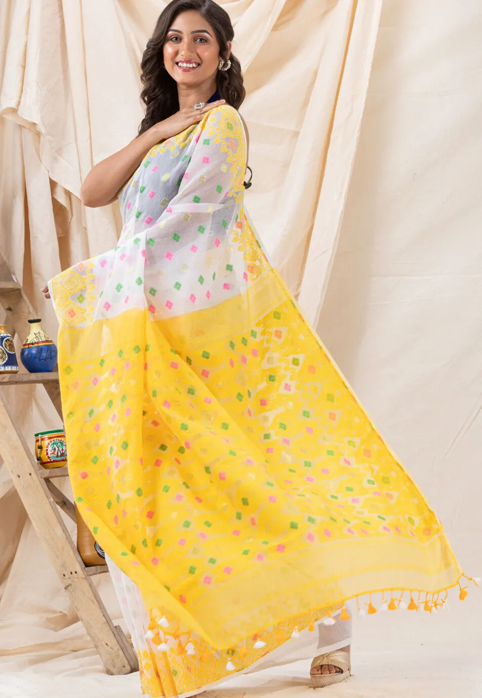 Handloom Cotton Saree in White