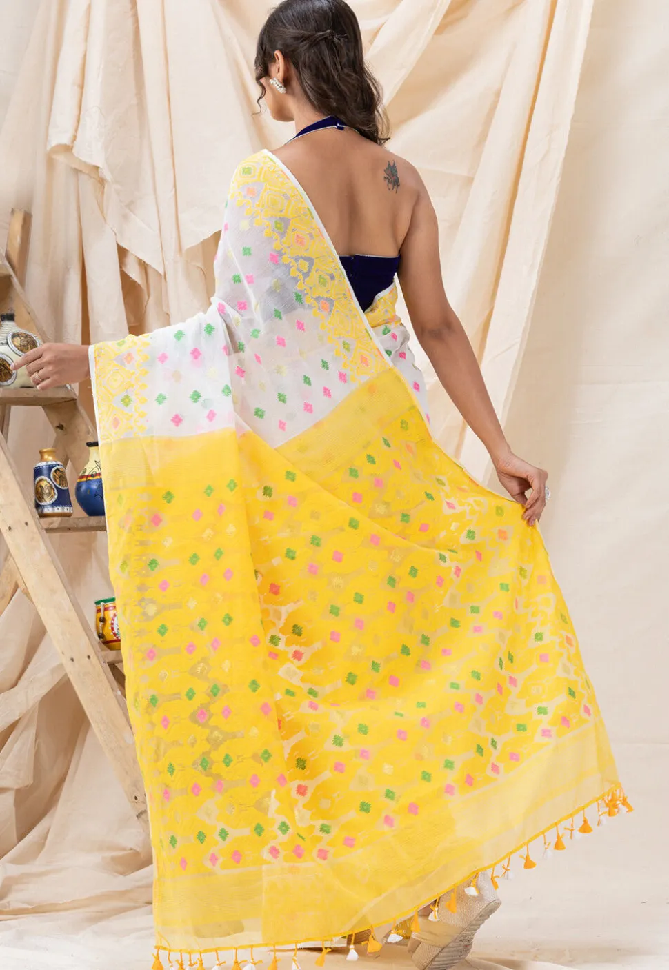 Handloom Cotton Saree in White