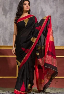 Handloom Cotton Saree in Black