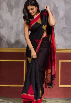 Handloom Cotton Saree in Black