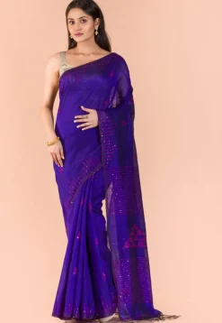 Handloom Cotton Saree in Royal Blue