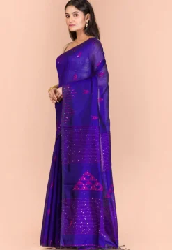 Handloom Cotton Saree in Royal Blue