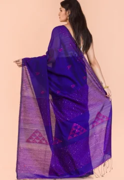 Handloom Cotton Saree in Royal Blue