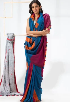 Handloom Cotton Saree in Blue