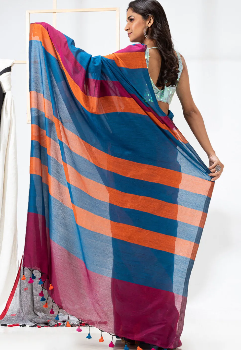Handloom Cotton Saree in Blue