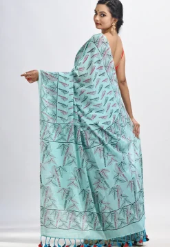 Handloom Cotton Saree in Sky Blue