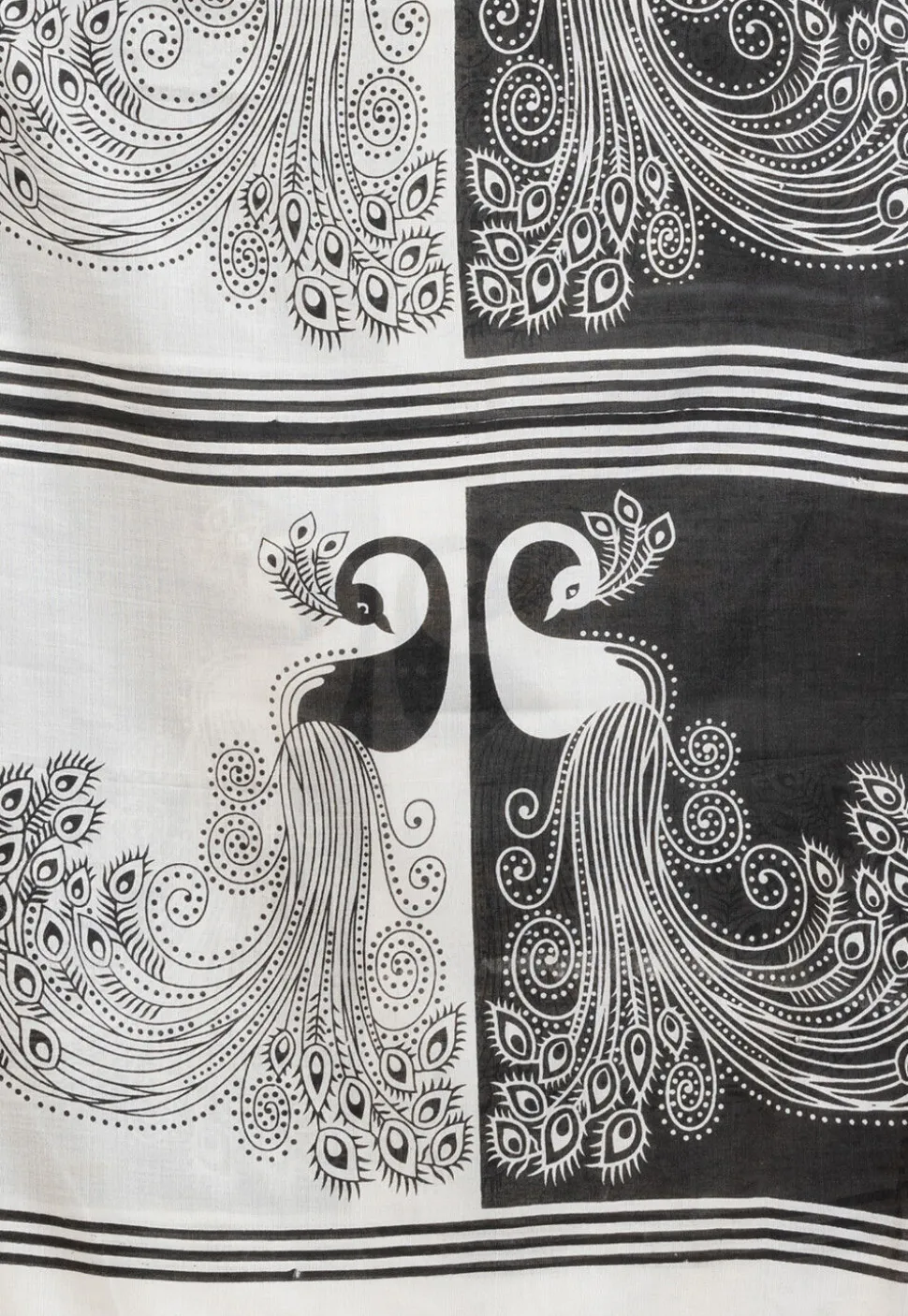 Handloom Cotton Saree in White and Black
