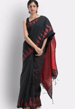 Handloom Cotton Saree in Black