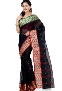 Handloom Cotton Saree in Navy Blue