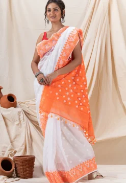 Handloom Cotton Saree in White