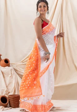 Handloom Cotton Saree in White