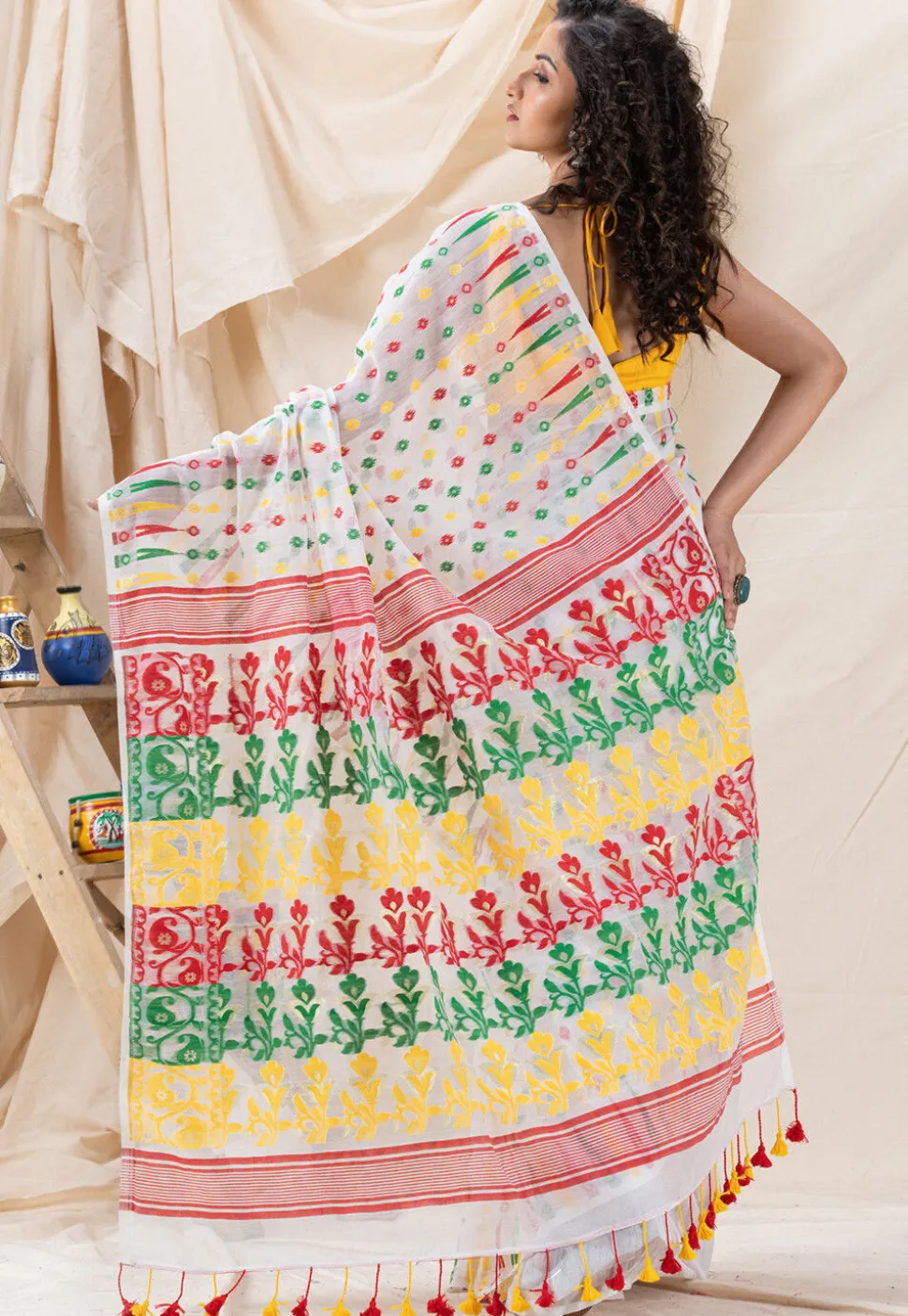 Handloom Cotton Saree in White