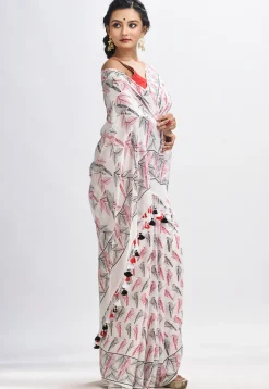 Handloom Cotton Saree in White