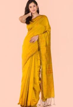 Handloom Cotton Saree in Yellow