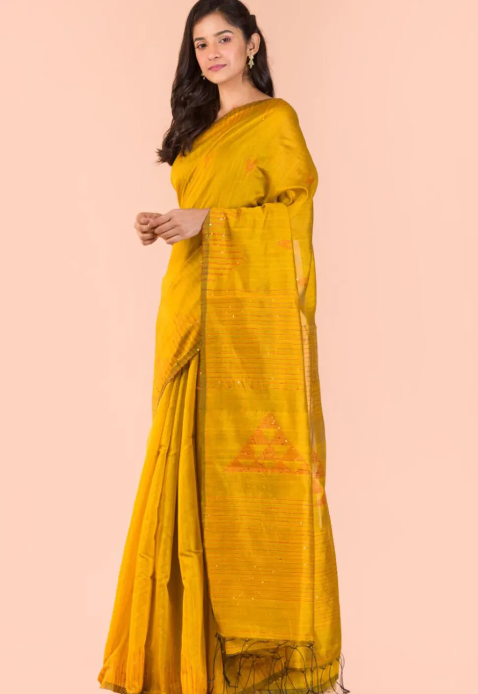 Handloom Cotton Saree in Yellow