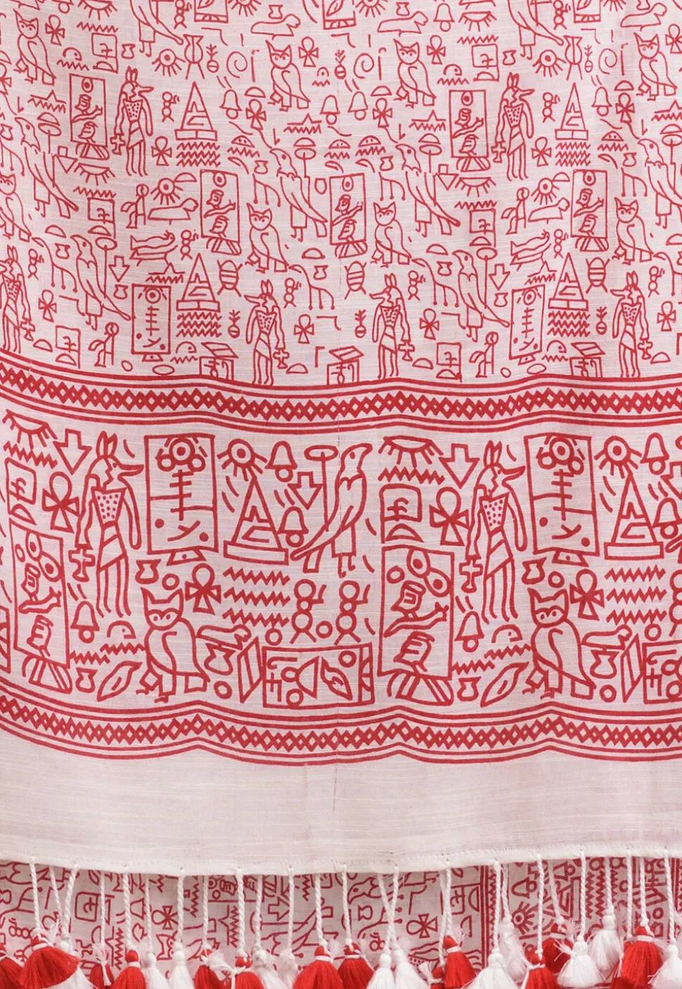 Handloom Cotton Saree in White and Red
