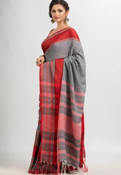 Handloom Cotton Saree in Grey