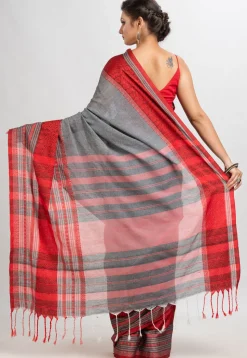 Handloom Cotton Saree in Grey