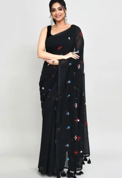 Handloom Cotton Saree in Black