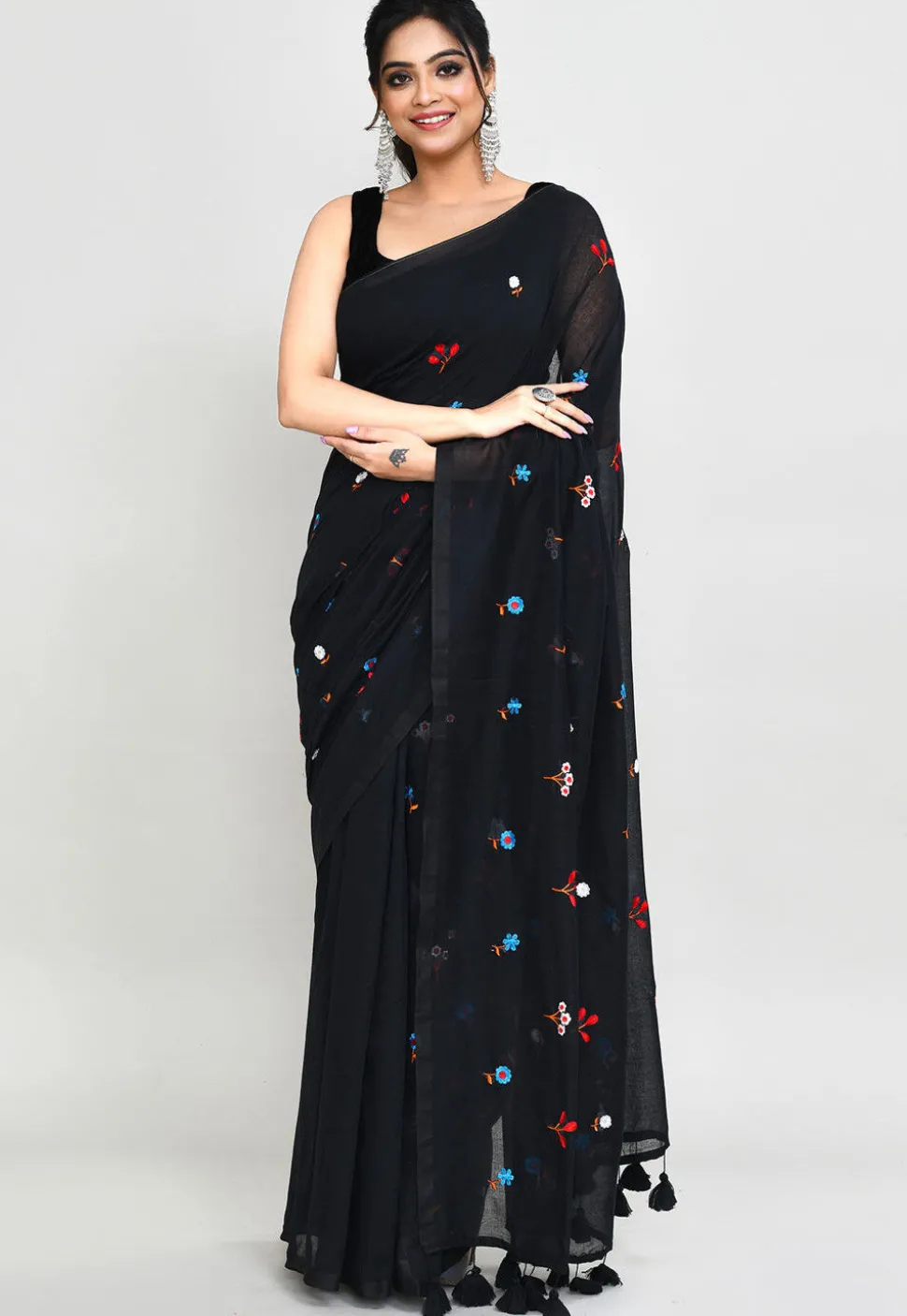 Handloom Cotton Saree in Black