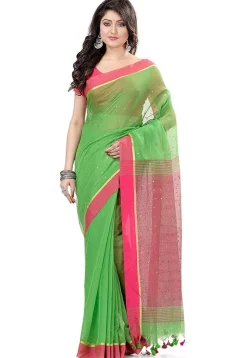 Handloom Cotton Saree in Green