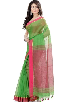 Handloom Cotton Saree in Green