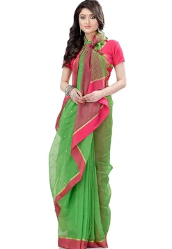 Handloom Cotton Saree in Green