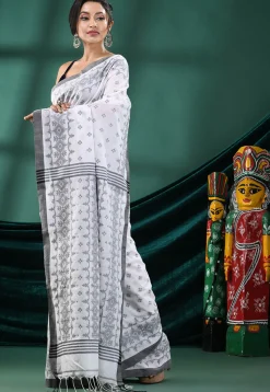Handloom Cotton Saree in Off White