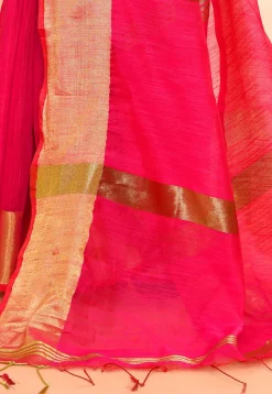 Handloom Cotton Silk Saree in Fuchsia