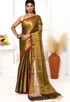Handloom Cotton Silk Saree in Golden