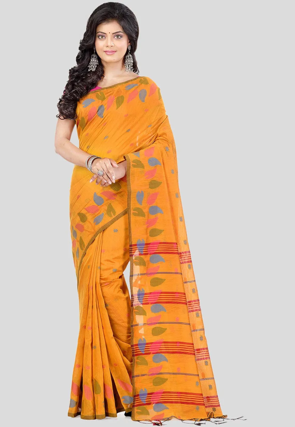 Handloom Cotton Silk Saree in Mustard