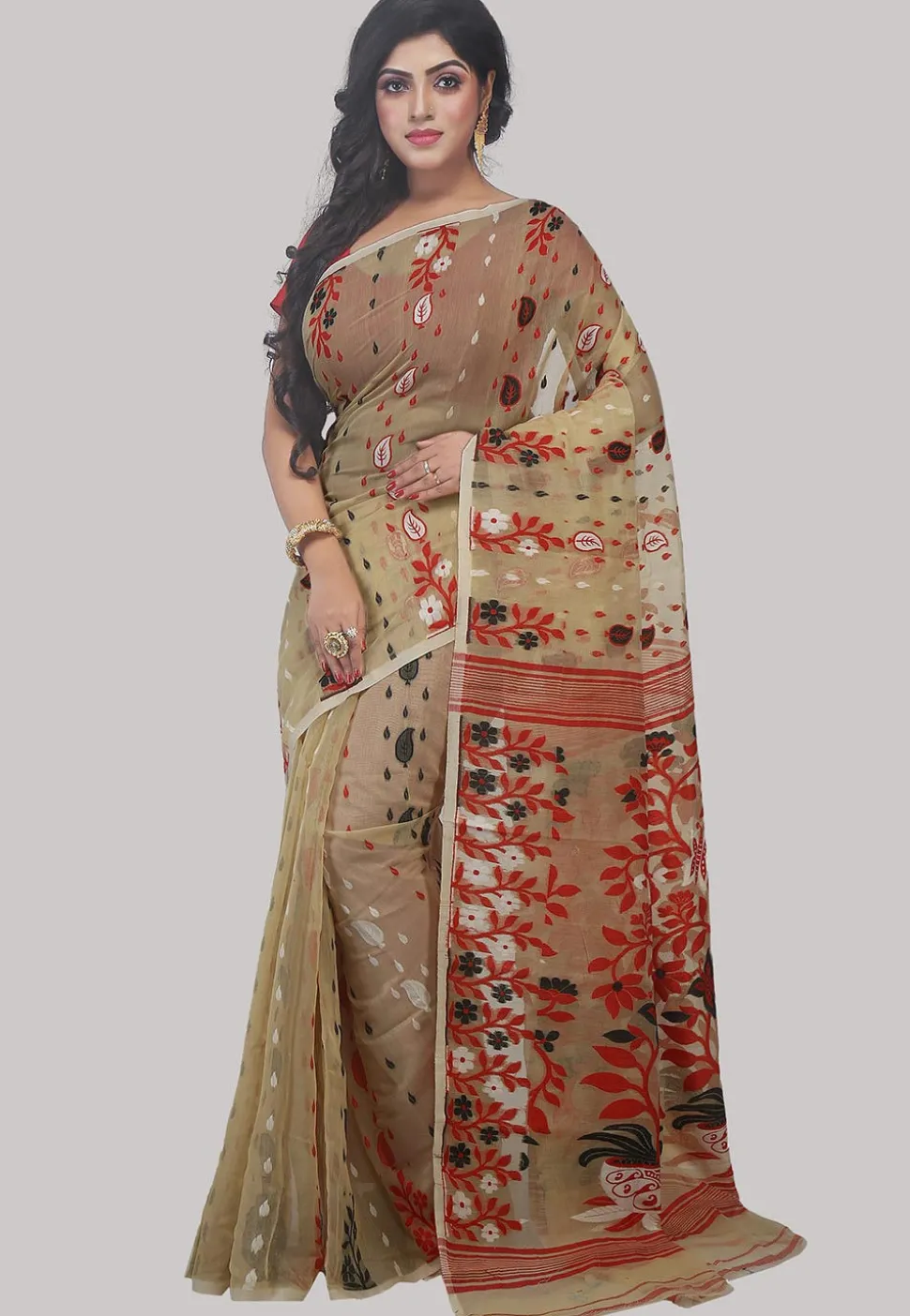 Handloom Cotton Silk Saree in Beige
