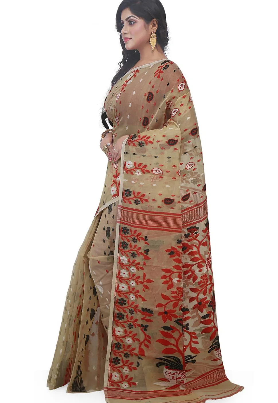 Handloom Cotton Silk Saree in Beige