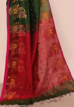 Handloom Cotton Silk Saree in Green