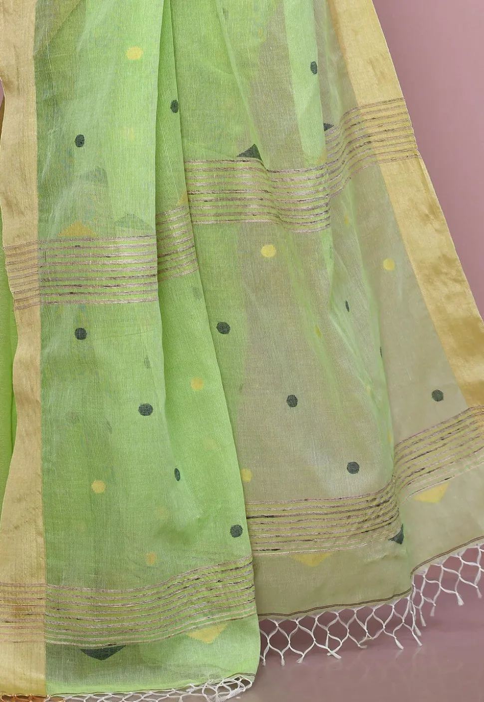 Handloom Cotton Silk Saree in Light Green