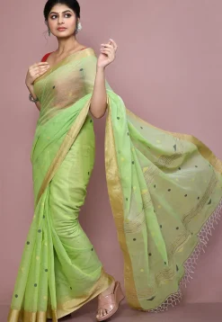 Handloom Cotton Silk Saree in Light Green
