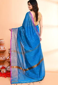 Handloom Cotton Silk Saree in Blue