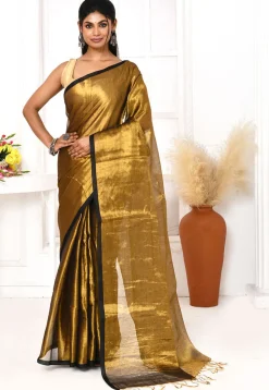Handloom Cotton Silk Saree in Golden