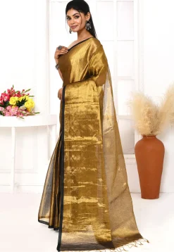 Handloom Cotton Silk Saree in Golden