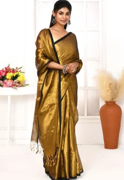 Handloom Cotton Silk Saree in Golden